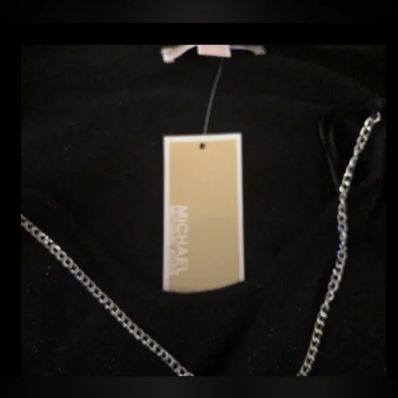 NWOT! MICHAEL KORS BLACK SPARKLE TOP WITH ACCESSORY - Picture 8 of 10